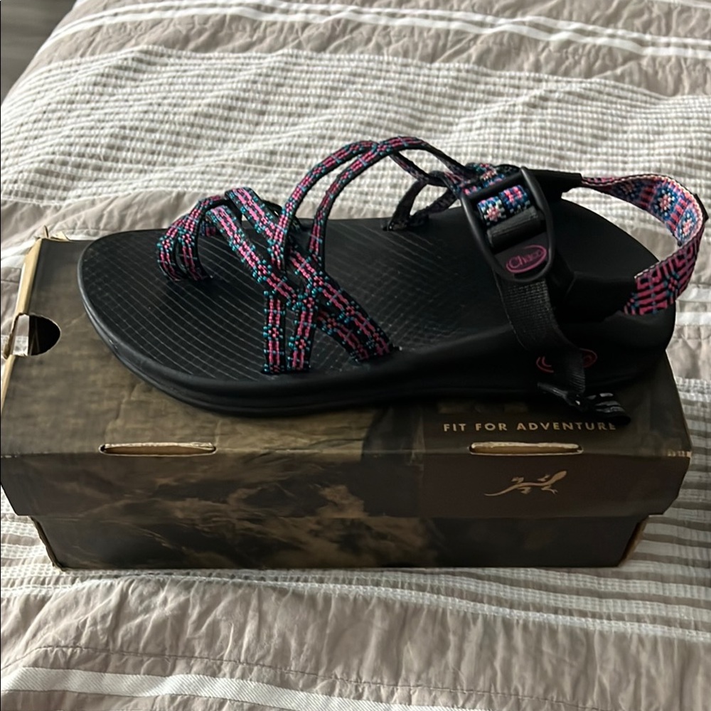 Chaco Black and Pink Sandals with Adjustable Straps